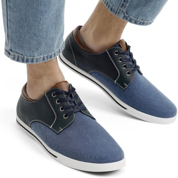 Bruno Marc Men Navy Sneakers Canvas Synthetic Lace Up Comfortable Casual Shoes - Picture 4 of 8